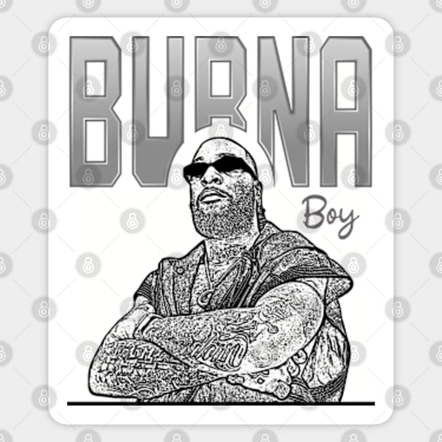 Burna Boy // Rapper / Black retro Sticker by Degiab